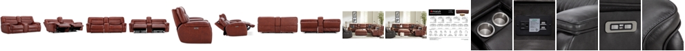 Furniture Thaniel 3-Pc. Leather Sofa with 2 Power Recliners and 1 USB Console, Created for Macy's